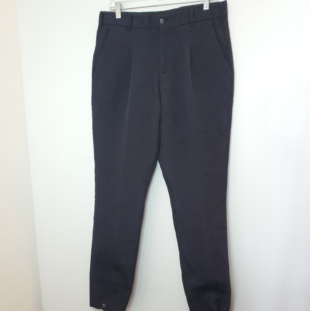 MELINDAGLOSS Navy Textured Commuter Pants 34